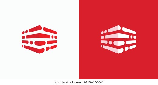 Three-dimensional hexagon wall vector logo design.