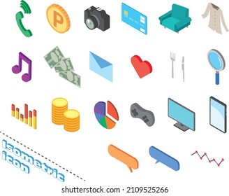 Three-dimensional hobby and interest icons