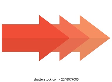 three-dimensional horizontal arrow with red gradient