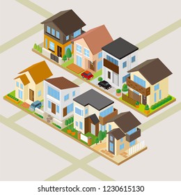 Three-dimensional house house street set