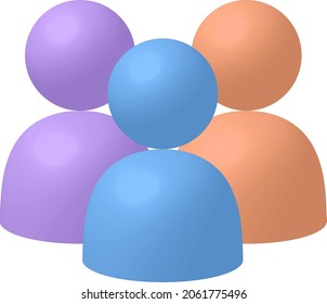Three-dimensional icons of three people.