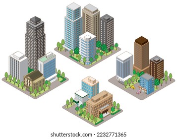 A three-dimensional illustration of a building. Cityscape view.