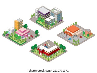 A three-dimensional illustration of a building. Cityscape view.