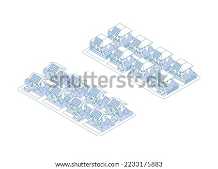 A three-dimensional illustration of a building. Cityscape view. Line drawing illustration.