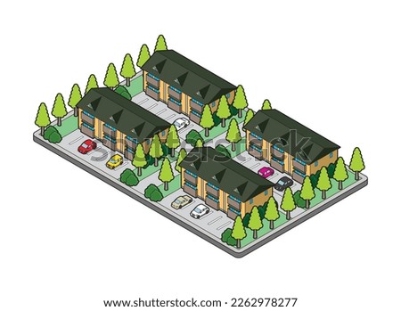 A three-dimensional illustration of a building. Cityscape view.