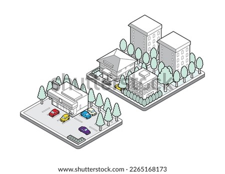 A three-dimensional illustration of a building. Cityscape view.
