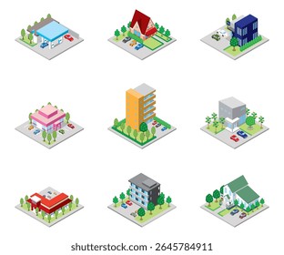 A three-dimensional illustration of a building.
Isometric drawing.