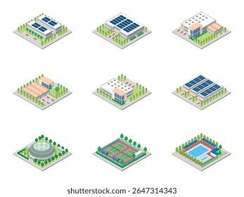 A three-dimensional illustration of a building.
Isometric drawing.