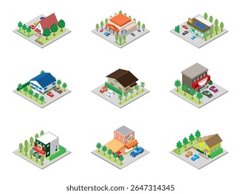 A three-dimensional illustration of a building.
Isometric drawing.
