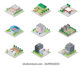 A three-dimensional illustration of a building.
Isometric drawing.