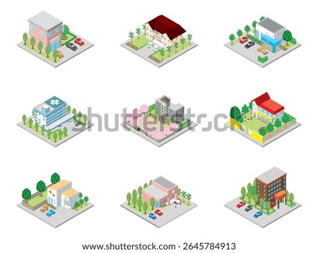A three-dimensional illustration of a building.
Isometric drawing.