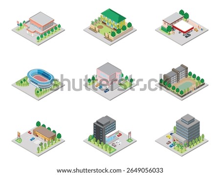 A three-dimensional illustration of a building.
Isometric drawing.