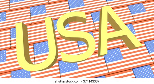 three-dimensional illustration US flag in blocks