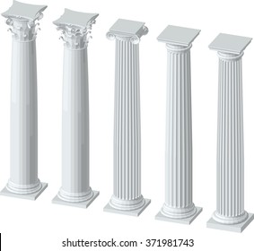 three-dimensional image of architectural columns with capitals