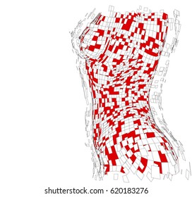 A three-dimensional image of a female body. Breaks up into parts. vector eps 10