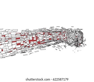 A three-dimensional image of a hand. Breaks up into parts. vector eps 10