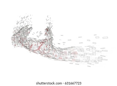 A three-dimensional image of a hand. Breaks up into parts. vector eps 10