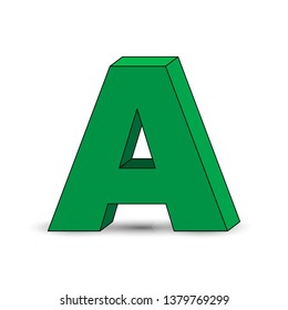 Three-dimensional image of the letter A. the Simulated 3D volume, simple design