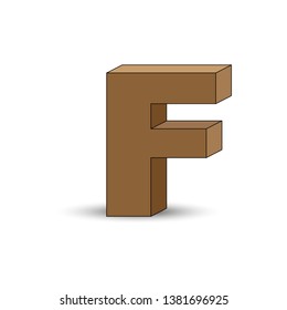 Three-dimensional image of the letter F. the Simulated 3D volume, simple design
