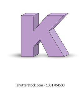 Three-dimensional image of the letter K. the Simulated 3D volume