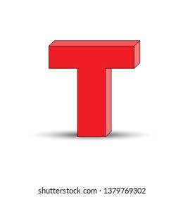 Three-dimensional image of the letter T. the Simulated 3D volume, simple design