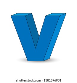 Three-dimensional image of the letter V. the Simulated 3D volume, simple design