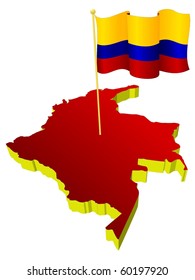 three-dimensional image map of Colombia with the national flag