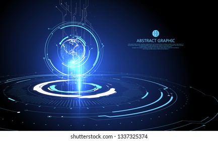 Three-dimensional interface technology, science fiction scene.