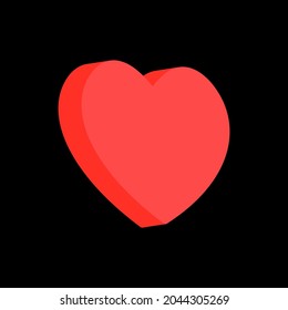 Three-dimensional Isolated Heart-Shaped Red Element. Vector illustration