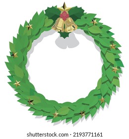 Ilustración del vector de la corona de la época de la Navidad en laurel tridimensional