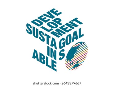 Projeto de logotipo tridimensional usando 17 cores dos Objetivos de Desenvolvimento Sustentável Objetivos de Desenvolvimento Sustentável Isométrico