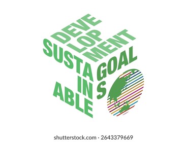Projeto de logotipo tridimensional usando 17 cores dos Objetivos de Desenvolvimento Sustentável Objetivos de Desenvolvimento Sustentável Isométrico