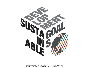 Projeto de logotipo tridimensional usando 17 cores dos Objetivos de Desenvolvimento Sustentável Objetivos de Desenvolvimento Sustentável Isométrico