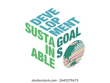 Projeto de logotipo tridimensional usando 17 cores dos Objetivos de Desenvolvimento Sustentável Objetivos de Desenvolvimento Sustentável Isométrico