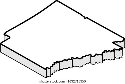 Three-dimensional map of Arkansas State. Vector outline icon.