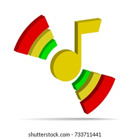 Three-dimensional mark notes with sound waves. Vector illustration.