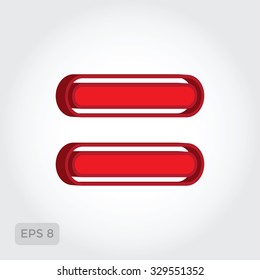 Three-dimensional mathematical equal sign. Vector symbol.