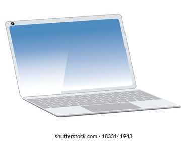 Three-dimensional mobile computer illustration. Lightweight and thin design.