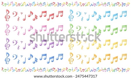 Three-dimensional musical note illustration material set_Colorful
