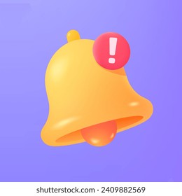 Three-dimensional notification bell Loud notifications of new events on social media