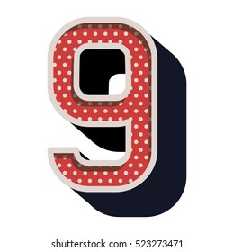 three-dimensional number nine dotted in red color