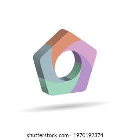 three-dimensional pentagon divided into five colored parts. Template for infographics. Color design