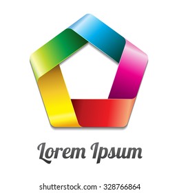 Three-dimensional Pentagon Infinite Ribbon Vector Logo Design Element.
