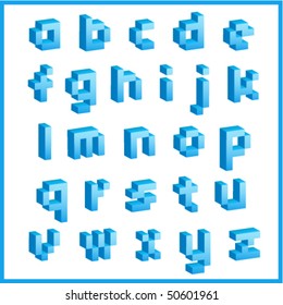 Three-dimensional pixel alphabet