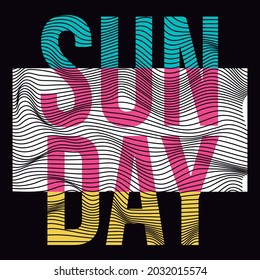 Three-dimensional print with text Sun Day and black background