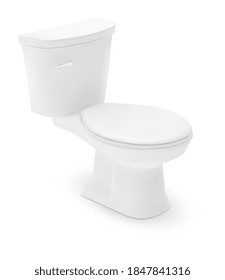 Three-dimensional realistic restroom ceramic toilet isolated