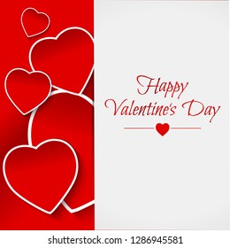 Three-dimensional red heart shape with valentine's day text happy with a white background