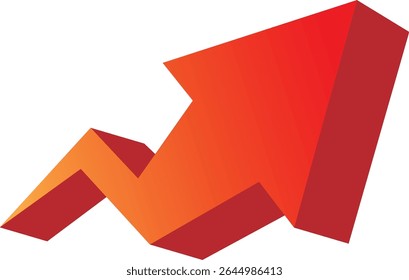 three-dimensional red rising arrow icon illustration