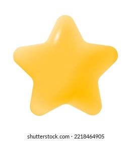 Three-dimensional shiny yellow star icon. Golden star for ranking or feedback 3D vector illustration on white background. Success, rating, decoration, quality concept