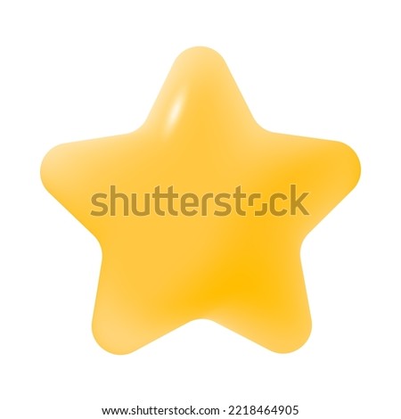 Three-dimensional shiny yellow star icon. Golden star for ranking or feedback 3D vector illustration on white background. Success, rating, decoration, quality concept